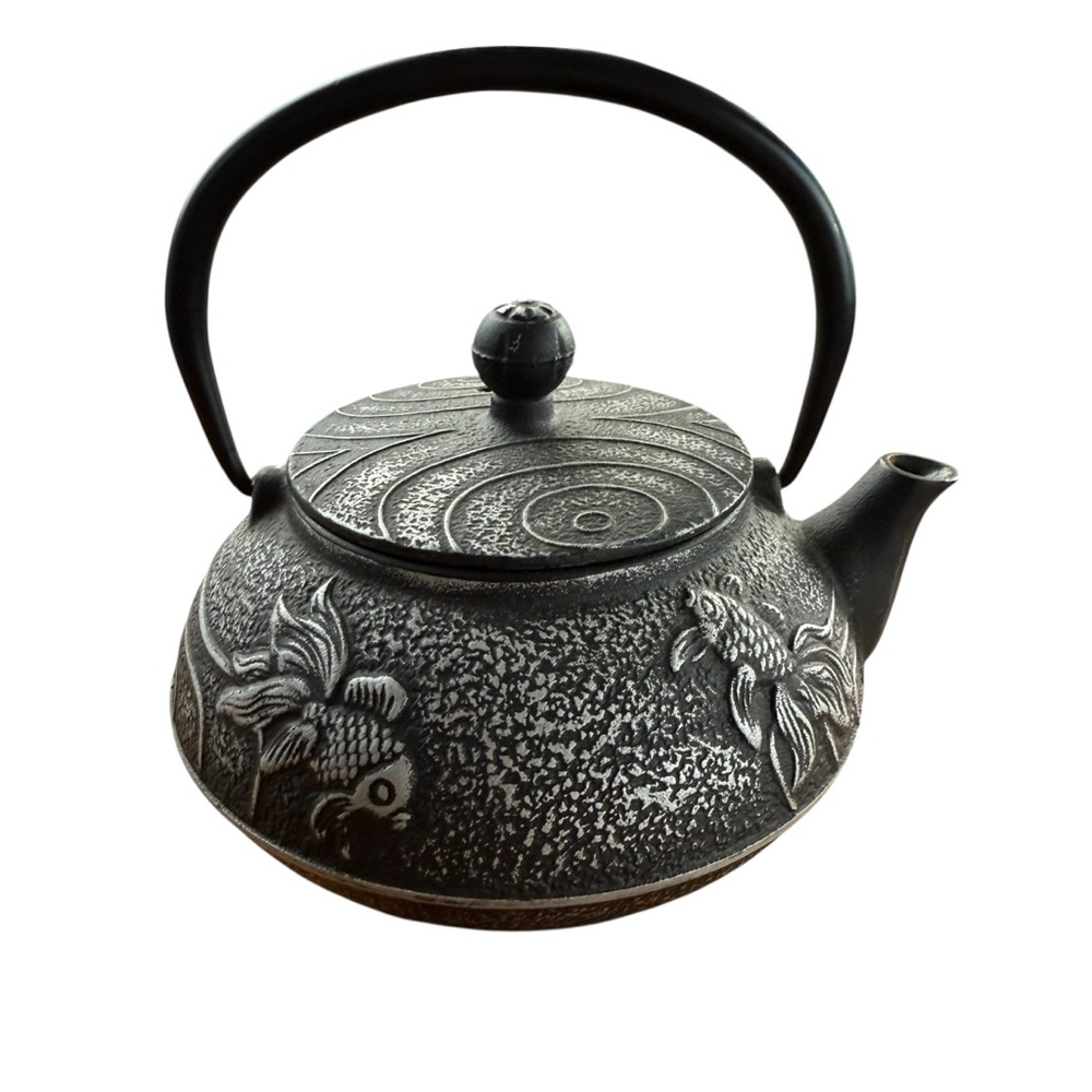 BLACK CAST IRON KOI FISH TEAPOT WITH INFUSER - Picture 3 of 9